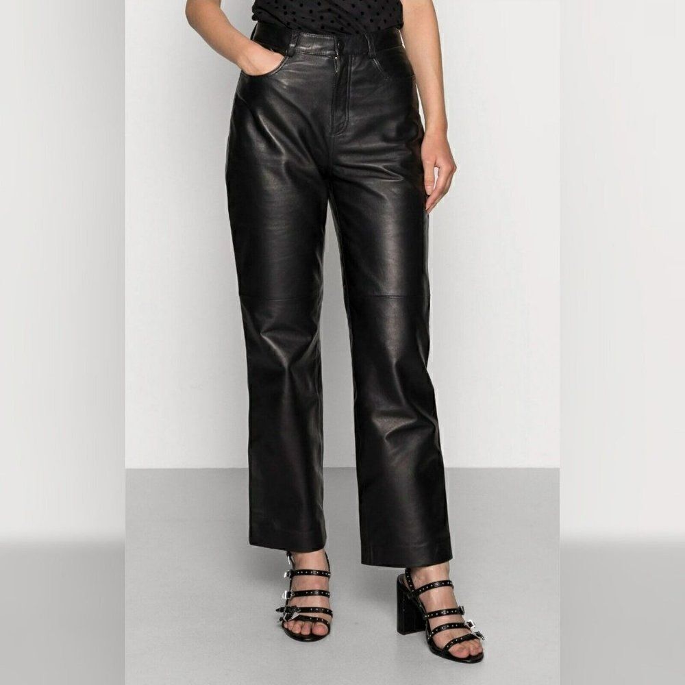 🆕️ EDITED Women's - Size 34 - Maria Black Leather Trouser Pants